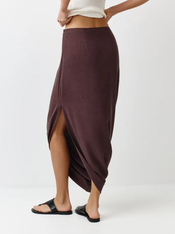 Әйелдер белдемшесі, макси, өлшемі XS, вискоза/зығыр, қоңыр, Blanka, image-3