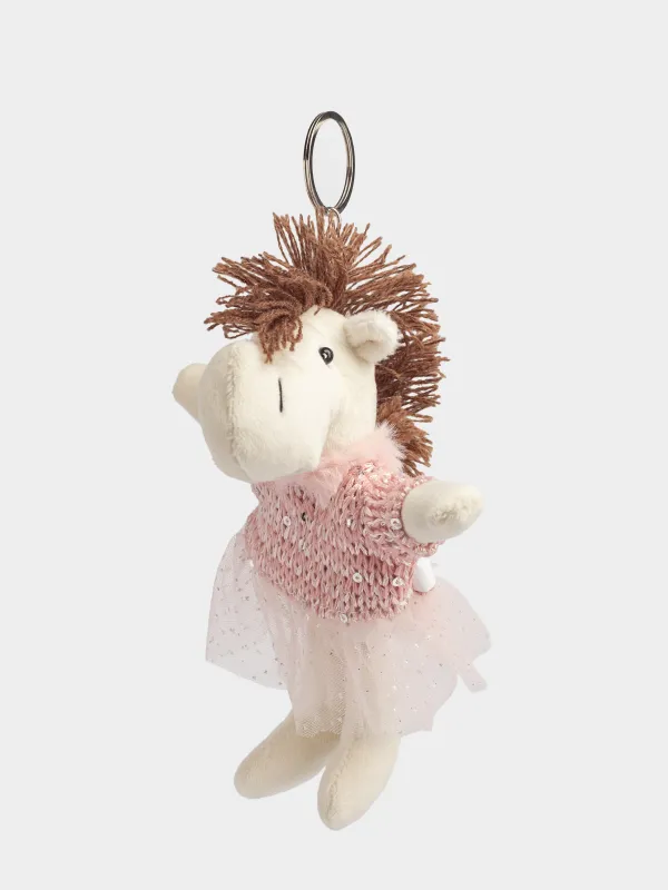 Брелок, 18 см, мягкий, полиэстер, бежевый, Лошадь в розовом платье, Cute horse, image-2