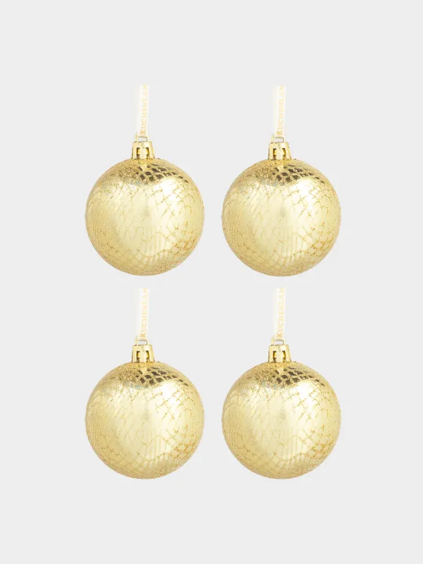 Шырша ойыншығы, 6 см, 4 дана, пластик, шампан, Шар, Ball sparkle, image-0