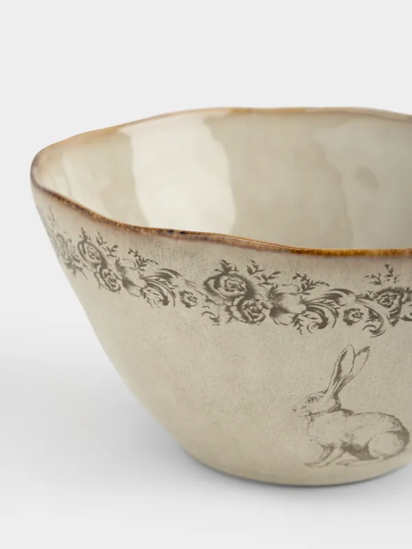 Салат ыдысы, 15х8 см, 700 мл, керамика, сарғылт-қоңыр, Гүлдері бар қоян, Rustic Easter, image-3