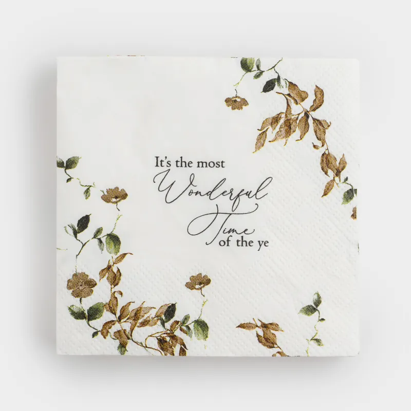 Салфетки бумажные, 21х21 см, 20 шт, квадратные, белые, Осенние цветы, Refined floral