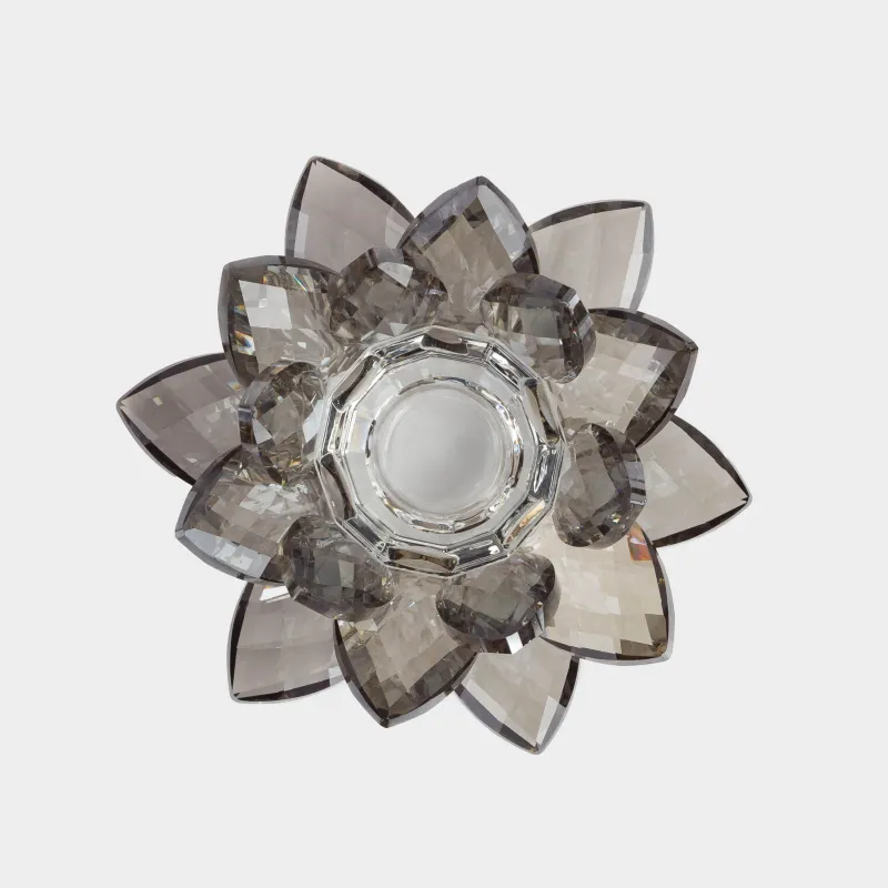 Подсвечник, 11 см, для тонкой свечи, кристальное стекло, серый, Цветок, Crystal flower, image-3