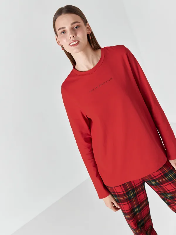 Әйелдер костюмі, үйге арналған, өлшемі S, шалбары бар, мақта, жасыл-қызыл, Тор/Жүрек, Anllela, image-4