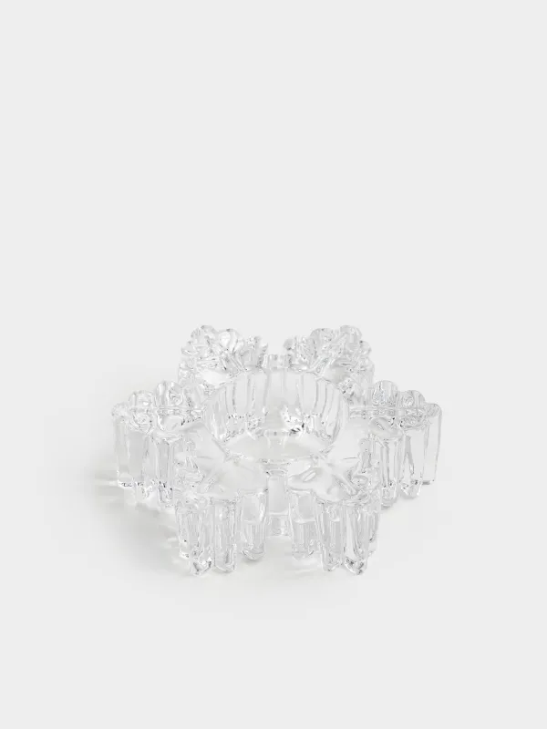 Подсвечник, 11 см, для чайной свечи, стекло, Снежинка, Snowfall, image-1