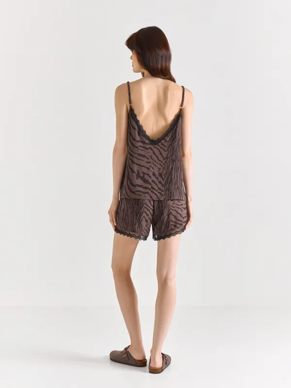 Әйелдерге арналған топ, үйге арналған, өлшемі М, белдіктері бар, шілтерлі, вискоза, ақ-қара, Zefina, image-4