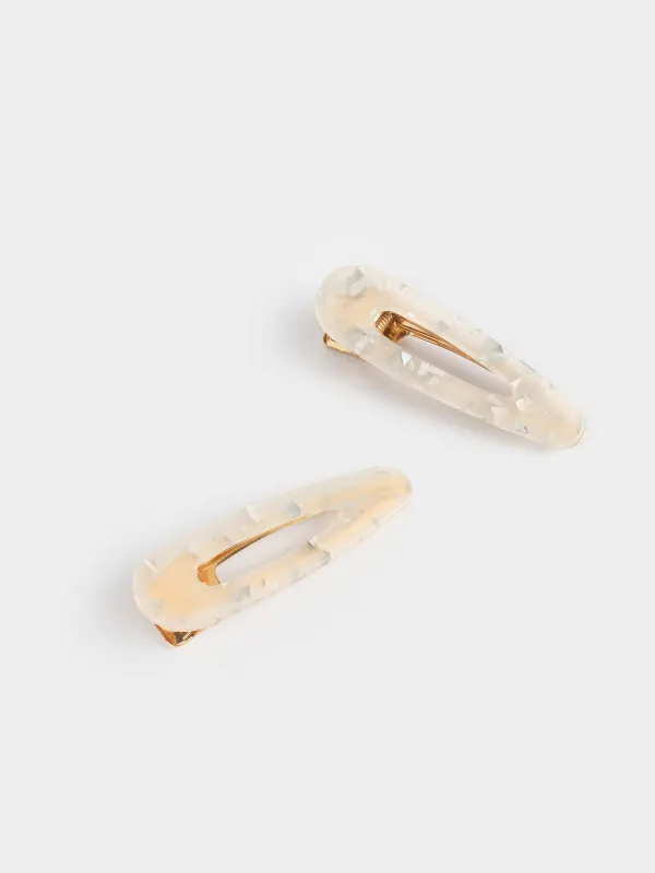 Заколка для волос, 7 см, 2 шт, акрил/металл, перламутр, Гламур, Glam, image-1