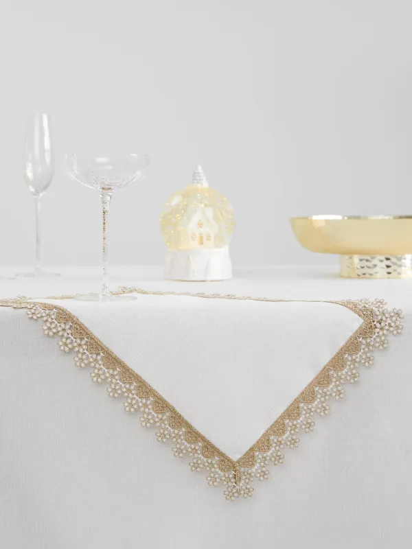 Салфетка под приборы, 30х45 см, Цветочное кружево, Flower lace gold, image-8
