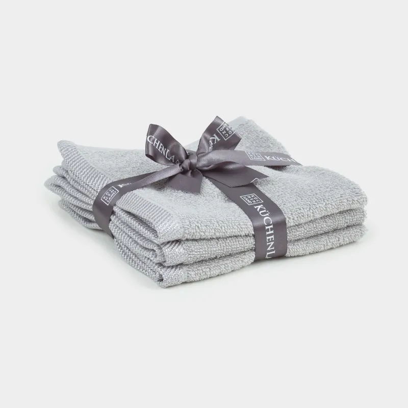 Полотенце, 30х30 см, 3 шт, хлопок, серое, Wellness, image-4