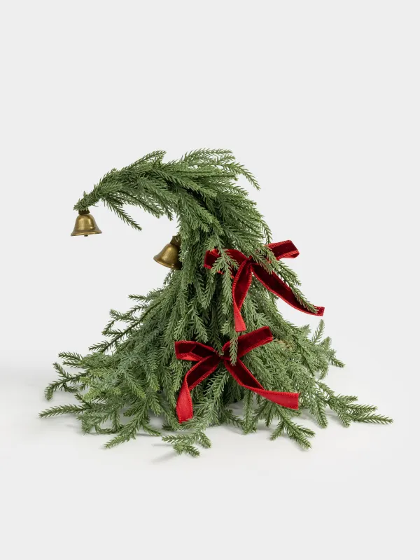 Ель искусственная, 35 см, пластик, Ель с бантиками и колокольчиком, Conifer curved, image-0