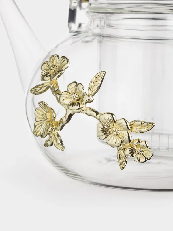 Шайнек, 900 мл, металлдан жасалған шыны, Алтын түсті гүлдер, Lux elements, image-3
