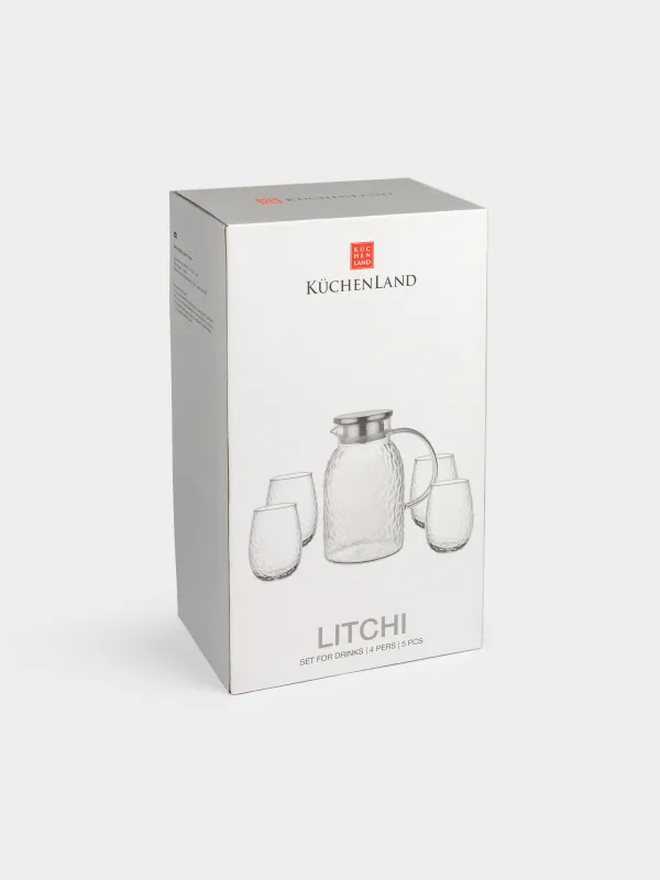 Набор для напитков, 4 перс, 5 пр, стекло Б/сталь, Litchi, image-7