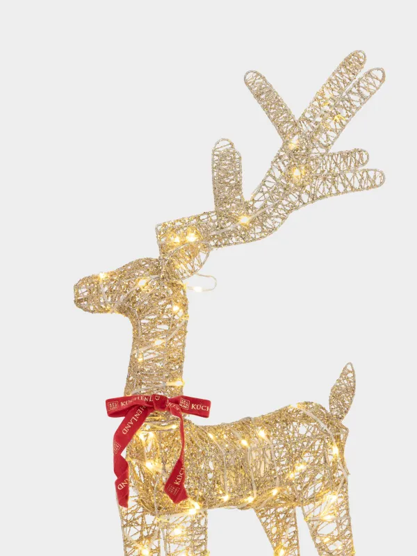 Мүсінше, жарықтандырылған, 36х20 см, анимацияланған, металл, алтын, Бұғы, Deer sparks, image-1