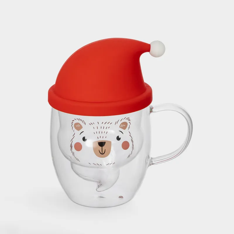 Саптыаяқ, 300 мл, қақпағы бар, шыны Б/силикон, Аю, Air shape