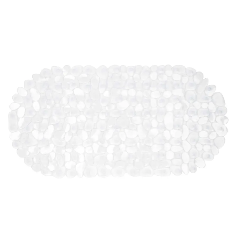 Коврик для ванны/душа, 36х68 см, на присосках, ПВХ, овальный, белый, Камни, Pebble, image-0