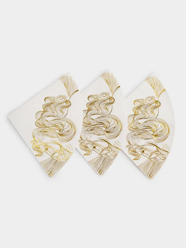 Қағаз майлықтар, 33 см, 20 дана, дөңгелек, ақ, Алтын жылқы, Horse gold, image-2