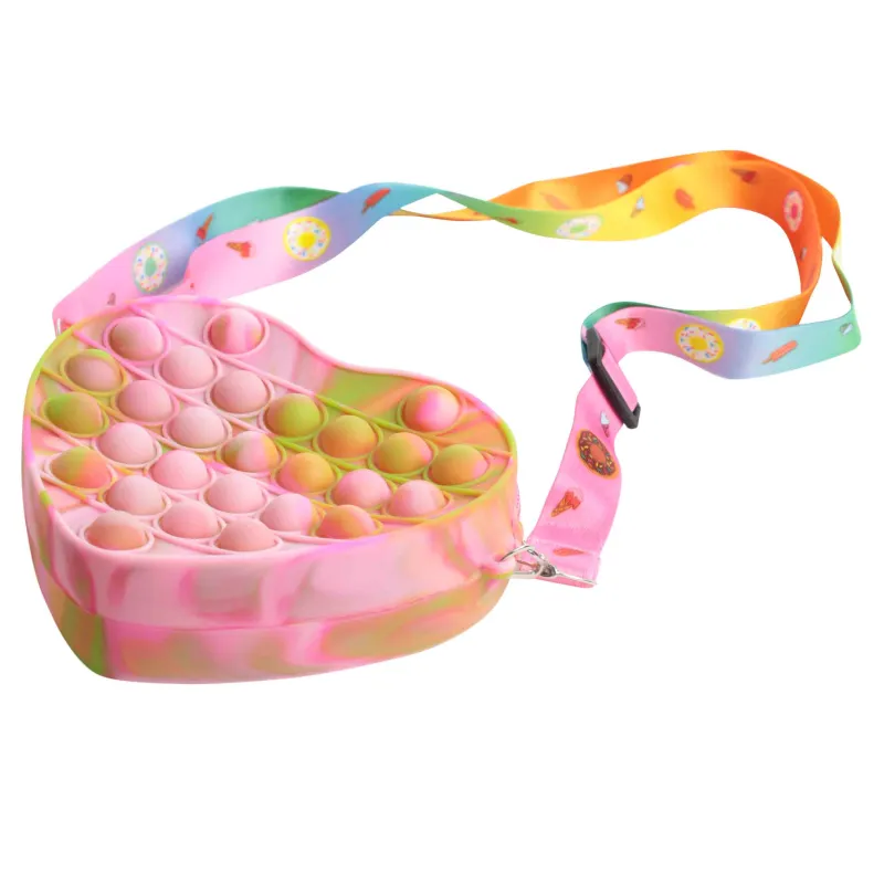 Ойыншық-стресске қарсы Pop-it, 15 см, силикон, түсті, сөмке жүрек, Поп-it, image-4