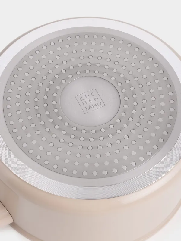 Кастрюля, 20 см, 2,6 л, с крышкой, с покрытием, алюминий, бежевая, Sincerity, image-4