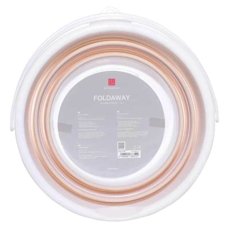 Ведро складное, 10 л, пластик/резина, бежево-розовое, Foldaway, image-3