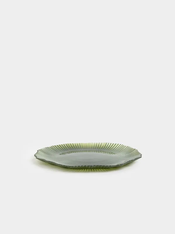 Тарелка обеденная, 28 см, стекло Р, зеленая, Ribby color, image-2