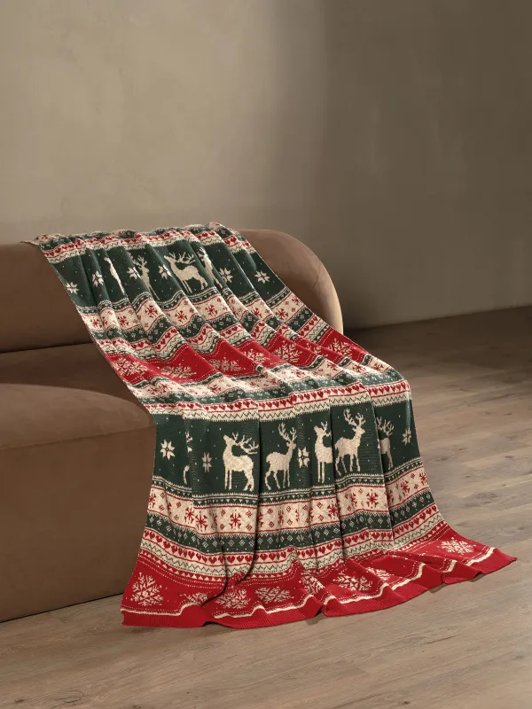 Плед, 130х170 см, хлопок, молочно-коричневый, Скандинавские узоры, Lapland print, image-1