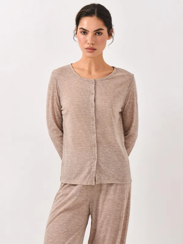 Әйелдер кардиганы, үйге арналған, өлшемі S, полиэстер/вискоза, құмды, Amelie, image-6