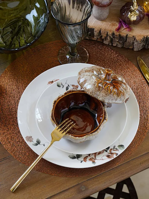 Сақтау ыдысы, 11x12 см, 350 мл, фарфор Р, сүтті-қоңыр, Жапырағы бар асқабақ, Colors autumn, image-6