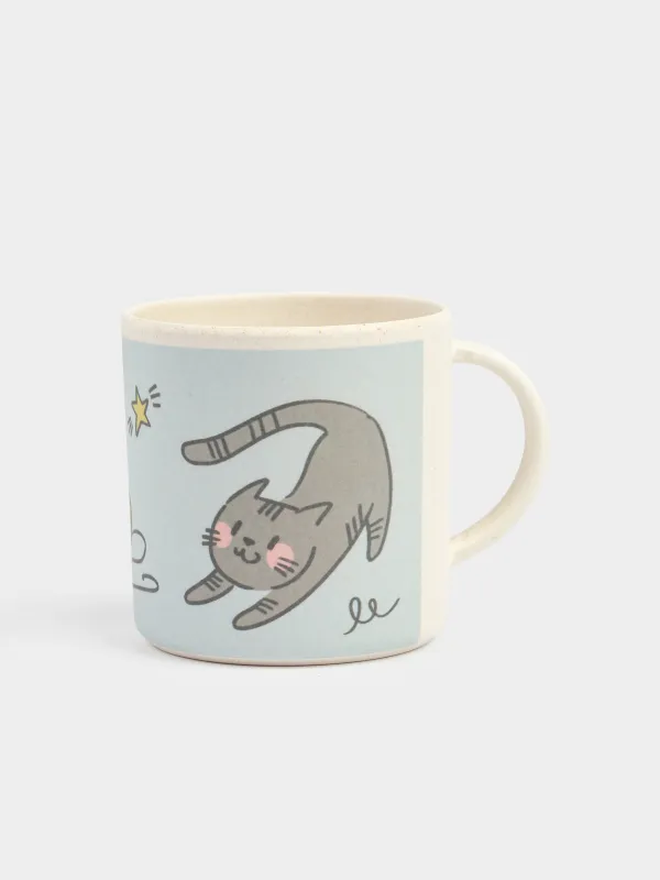 Саптыаяқ, балаларға арналған, 350 мл, бамбук, көк, Мысықтар, Pretty friends, image-0