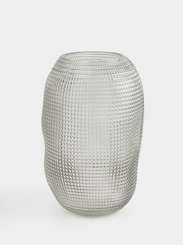 Гүл вазасы, 30 см, шыны, сұр, Fantasy, image-0