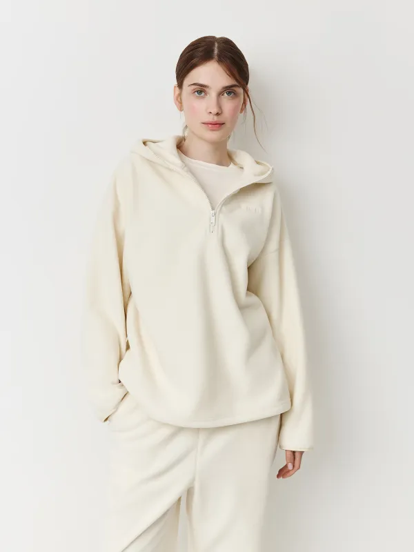 Әйелдер толстовкасы, өлшемі XS, сыдырмасы бар, капюшоны бар, полиэстер, сүт түстес, Milegros, image-0