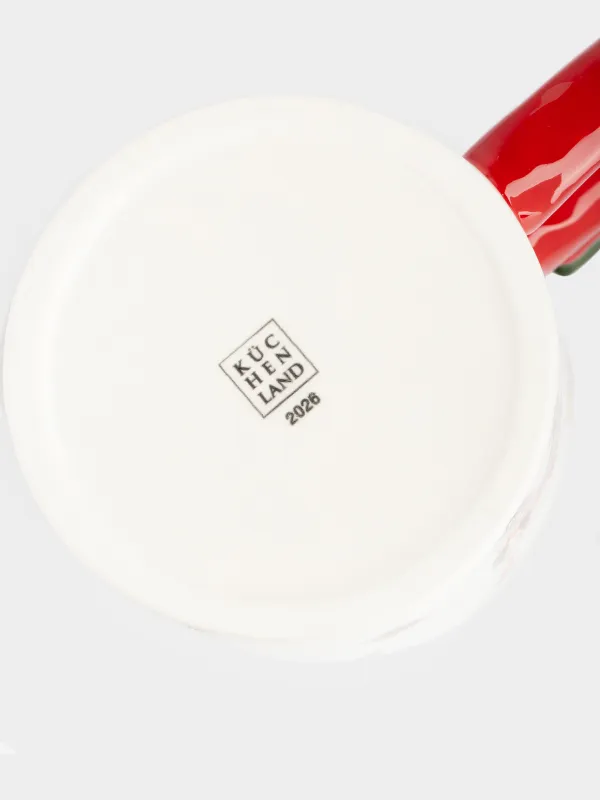 Саптыаяқ, 350 мл, керамика, сүтті қызыл, Сыйлықтары бар иттер, Christmas dog, image-3