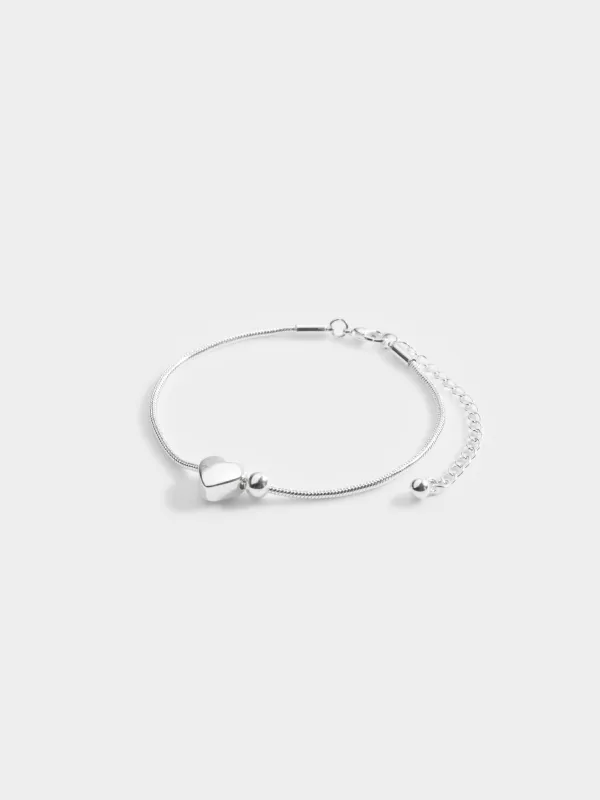 Браслет, 22 см, металл, серебристый, Сердце, Jewelry heart, image-1