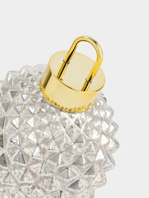 Мүсінше, жарықтандырылған, 15 см, айналмалы, шыны/пластик, қола, Шырша шары, Bronze style, image-2