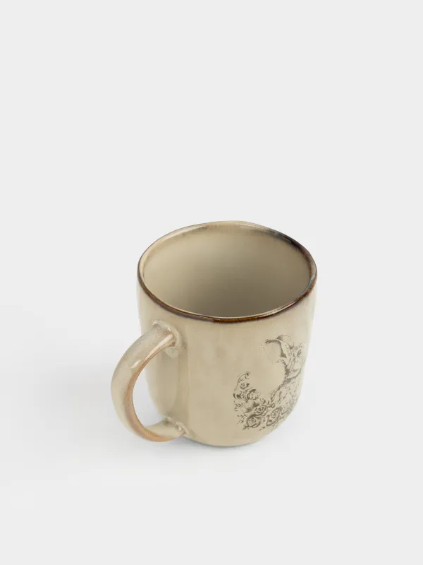 Саптыаяқ, 380 мл, керамика, сарғылт-қоңыр, Гүлдері бар қоян, Rustic Easter, image-2