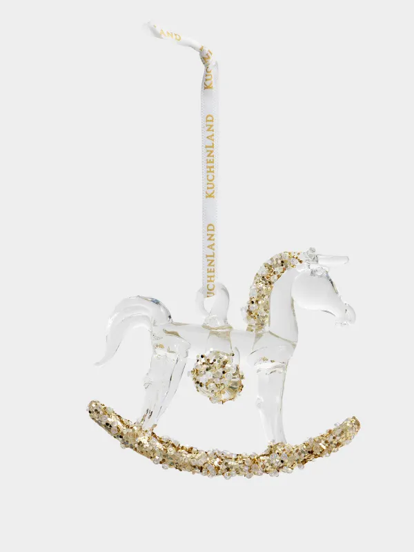 Шырша ойыншығы, 8х8 см, шыны, жылтырақтары бар, шампан, Тербелетін ат, Figure sparkle, image-1