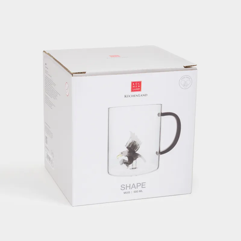 Кружка, 500 мл, стекло Б, черная ручка, Орел, Shape, image-3