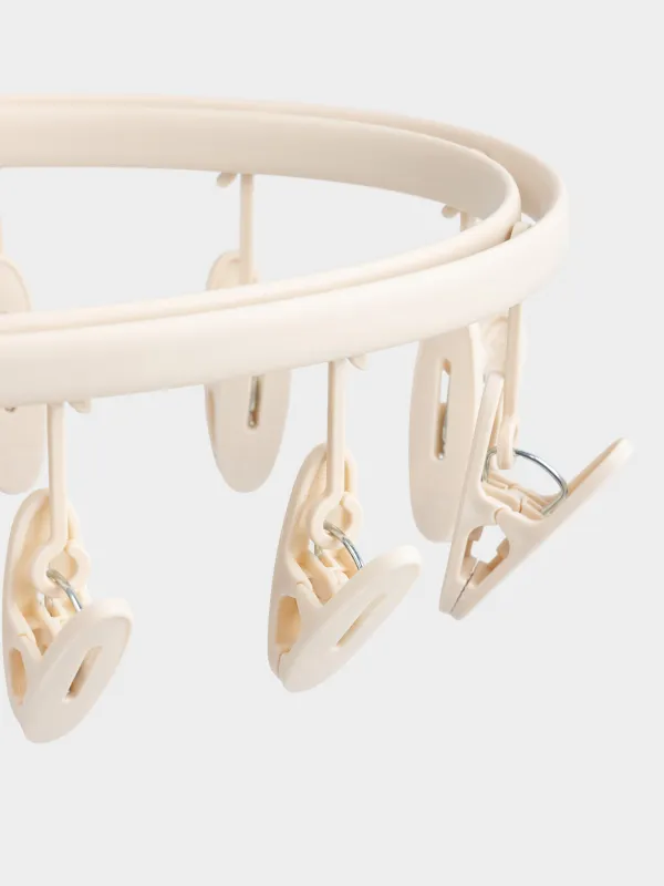 Шұлықтар мен іш киімдерге арналған кептіргіш, 12 киім қыстырғыш, аспалы, пластик, сарғылт-қоңыр, Compact, image-4