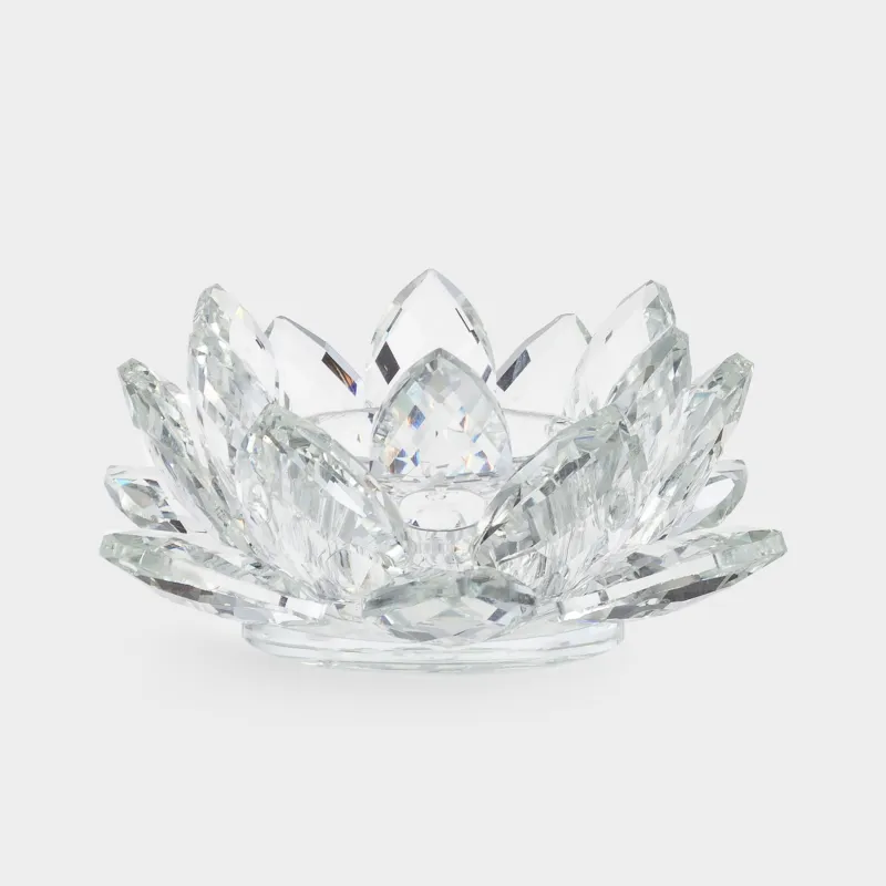 Шам ұстағыш, 11 см, шай шамына арналған, шыны, Гүл, Crystal flower