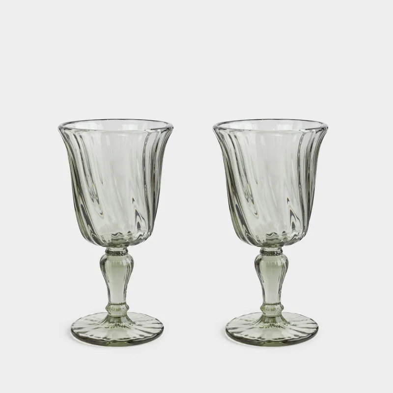 Шарап бокалы, 250 мл, 2 дана, шыны Р, жасыл, Lombardy R color