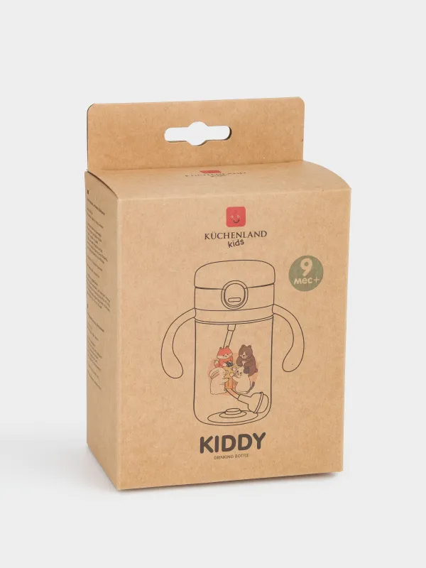 Балаларға арналған бөтелке, 240 мл, тритан, сарғылт-қоңыр, Жануарлар, Kiddy, image-5