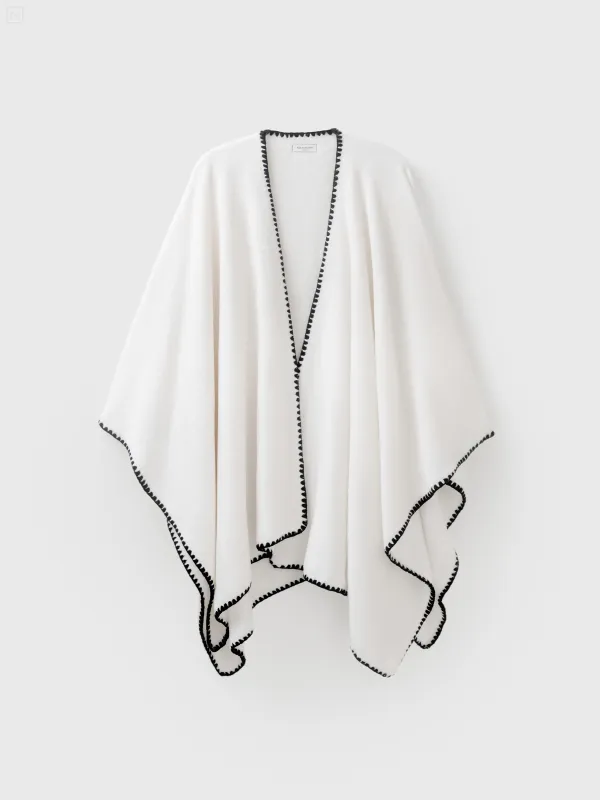 Пончо, 75х140 см, жүн, құм сұр, Абстракция, Fleece poncho, image-4