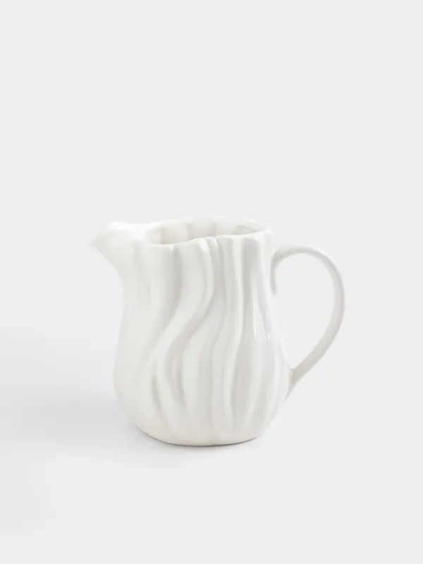 Құмыра, 1,6 л, керамика, ақ, сүт түстес, Толқынды жиек, Crumple, image-0