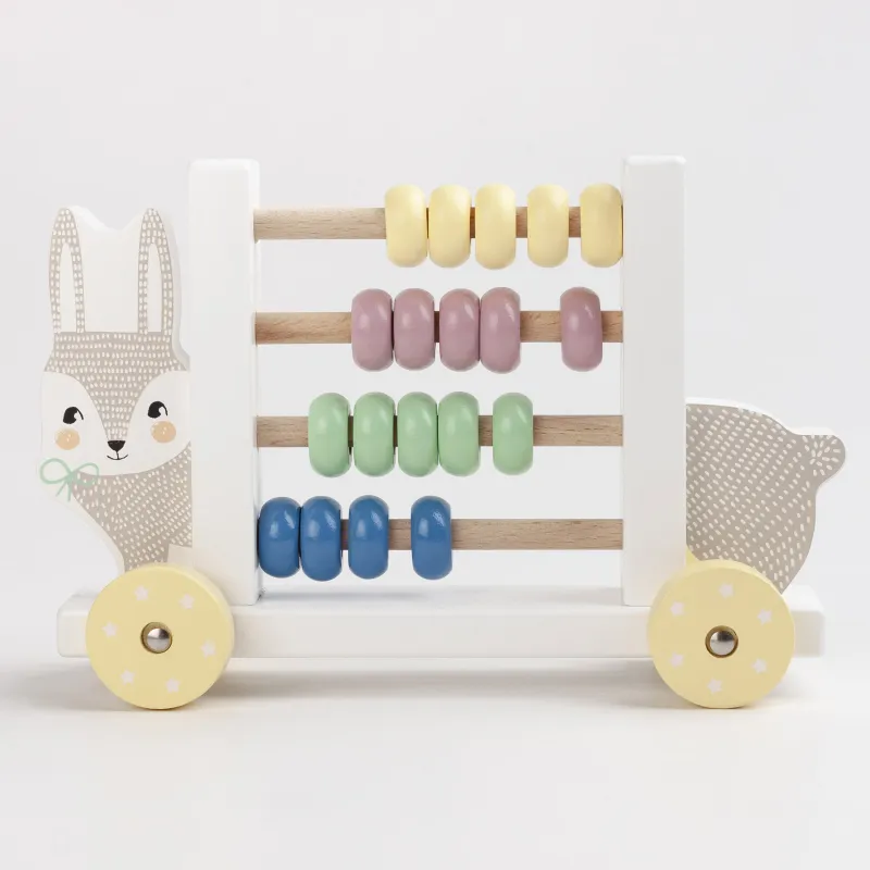 Дамытушы ойыншық, 20 см, ағаш, Дөңгелектердегі абакус, Kiddy, image-0