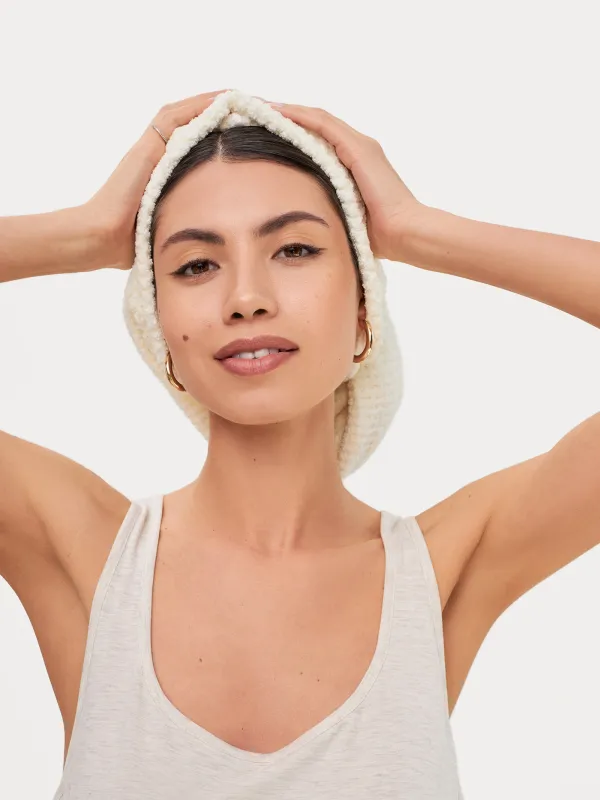 Шашқа арналған сәлде-орамал, 62х24 см, микроталшық, сүт түсті, Fiber spa, image-4