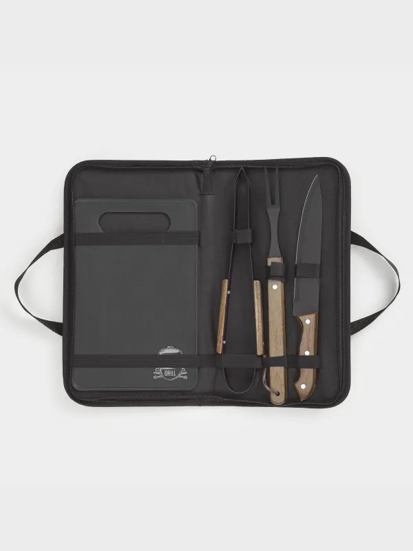 Барбекюге арналған жиынтық, 4 зат, былғары қорапта, болат/ағаш/эко-былғары, BBQ, image-4