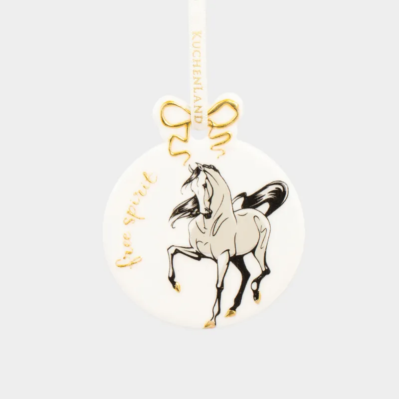 Шырша ойыншығы, 6 см, керамика, алтын, Жылқылар, Flat ball