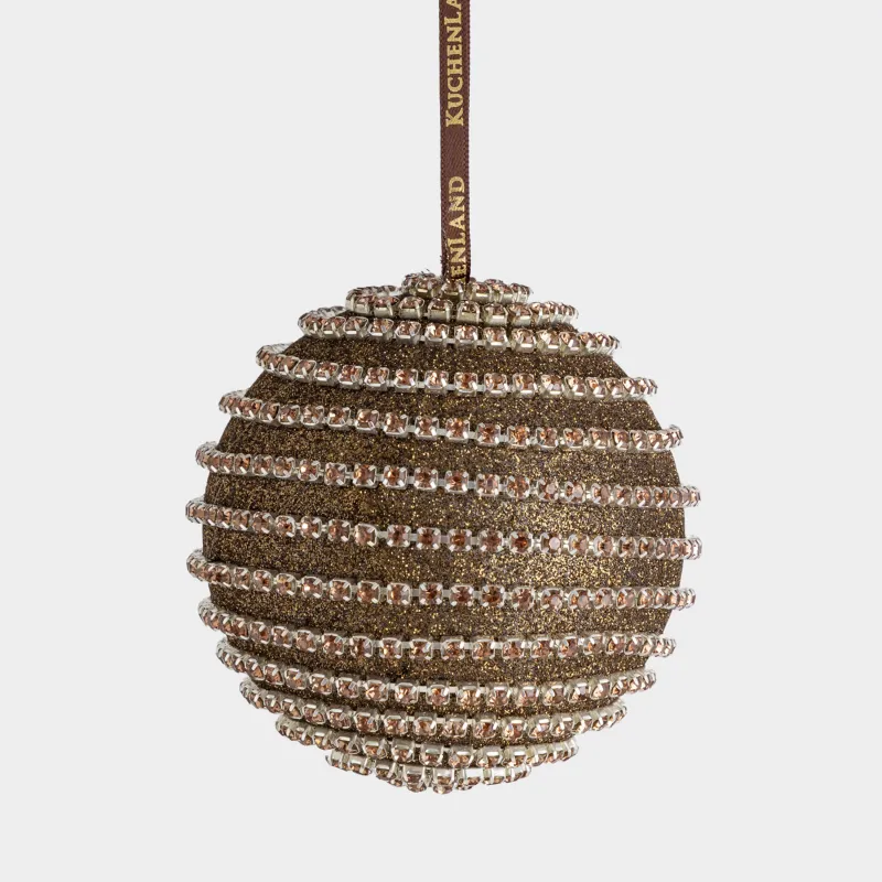 Шырша ойыншығы, 8 см, пластик, қола, Страздары бар шар, Ball sparkle