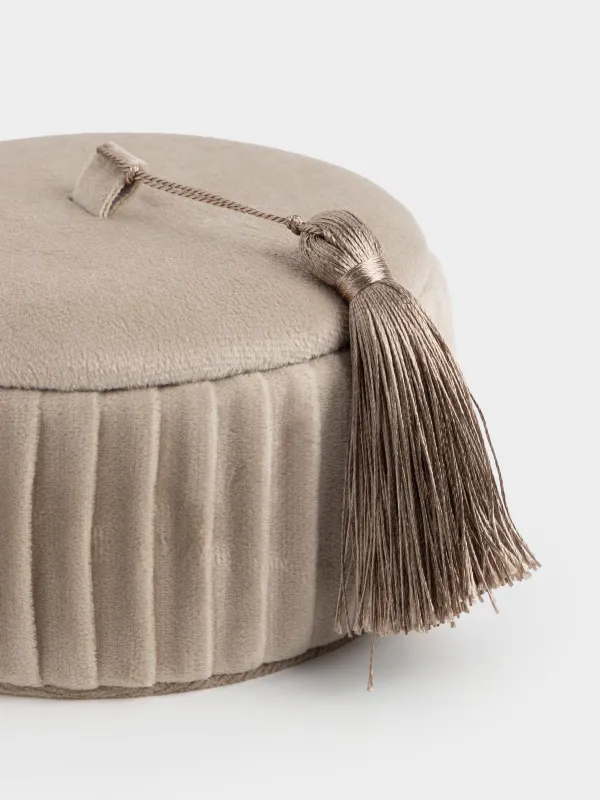 Шкатулка для украшений, 14 см, с кисточкой, бархат/МДФ, молочная, Velvet, image-2