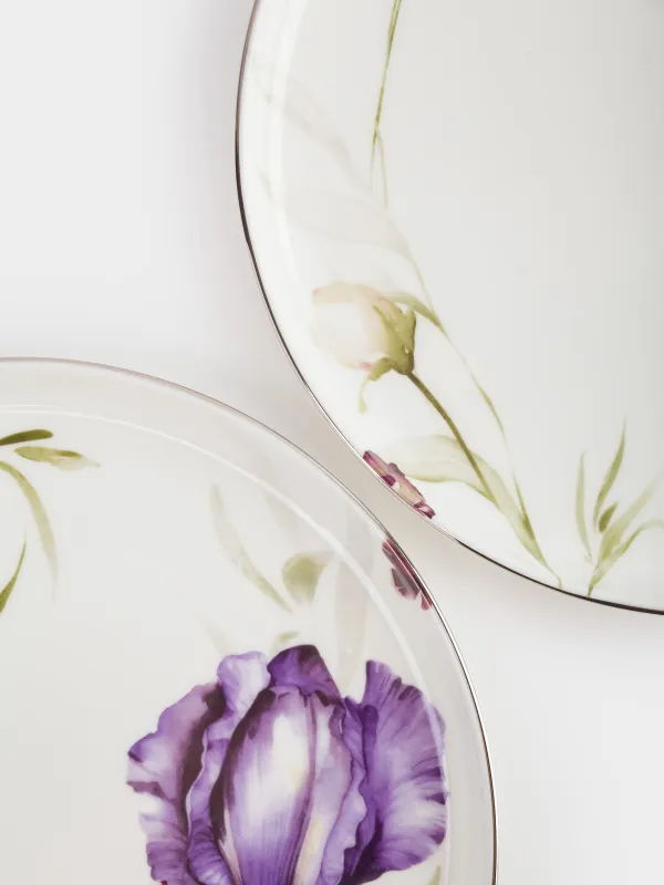 Тарелка закусочная, 24 см, 2 шт, фарфор F, с серебристым кантом, Ирис, Antarctica Flowers, image-6