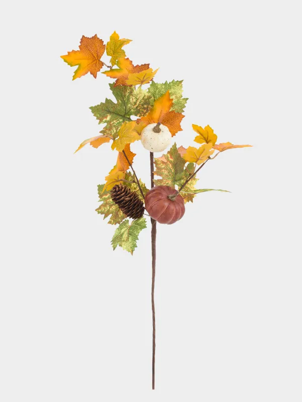 Сәндік бұтақ, 60 см, көбік/пластик, Шырша бүршіктері мен жапырақтары бар асқабақтар, Autumn fusion, image-0