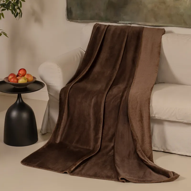 Жамылғы, 140х190 см, фланель, қоңыр, Flannel